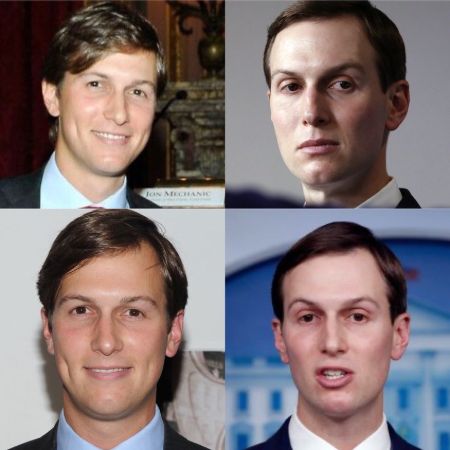 A photo reflecting the changes in Jared Kushner's facials.